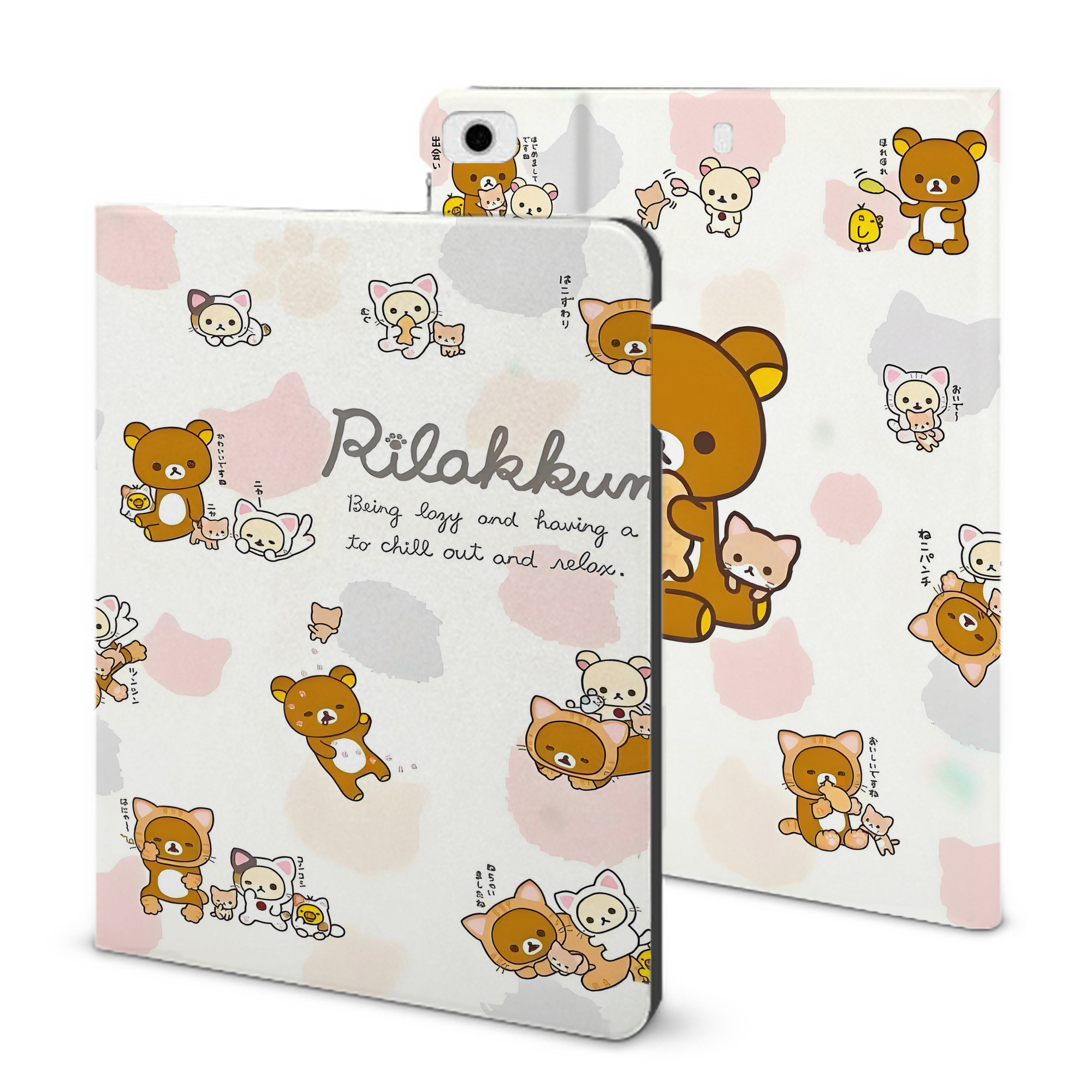 （画像用） リラックマ リラックマ キイロイトリ Rilakkuma Korilakkuma Kiiroitori IPad ケース ブック型 PUレザー TPU 耐衝撃 軽量 薄型 ペン収納なし 全面保護 IPad 各モデル対応